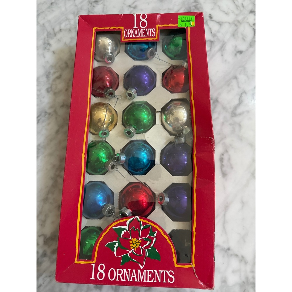 Vintage Rauch Glass Christmas Ornaments 17 Count Multi Color USA 8057-58